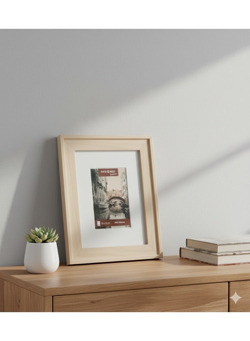 Premium MDF Wood Photo Frame 24×30 cm, Light Beige Wooden Finish, Elegant Picture Frame for Wall & Table Display - Image 1